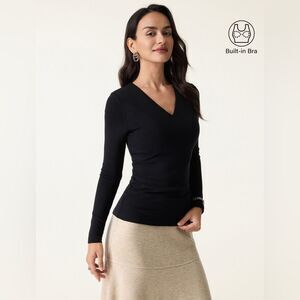 NWT OGL ProWarm V-Neck Ruched Sides Brami Top Black Size XS